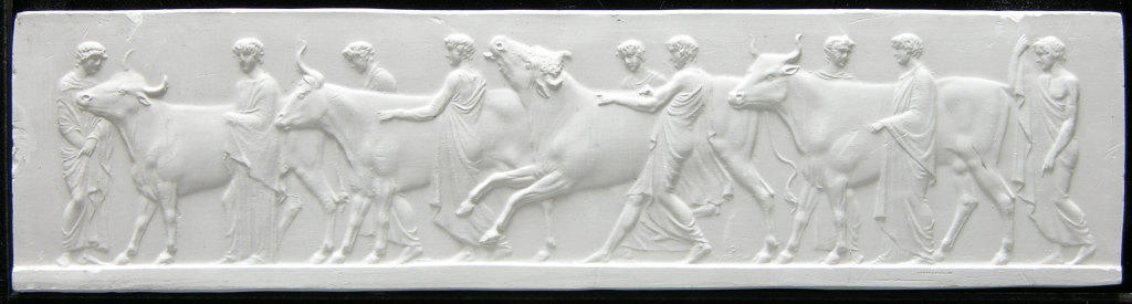 North frieze, east end - Men with sacrificial cattle