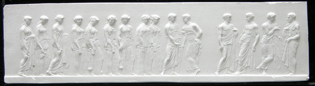 East frieze - Women with jugs, weavers, marshall, 5 eponymous heroes
