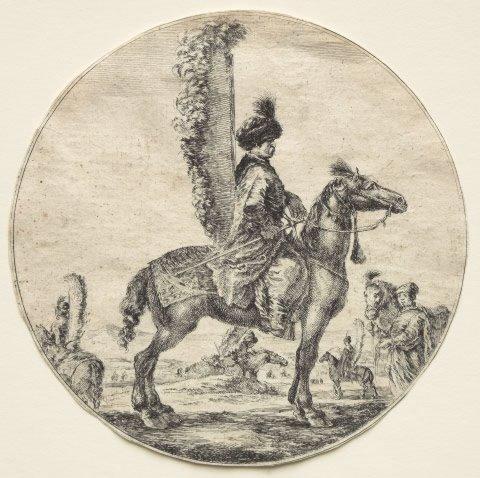 A Polish Hussar seen in profile, facing right