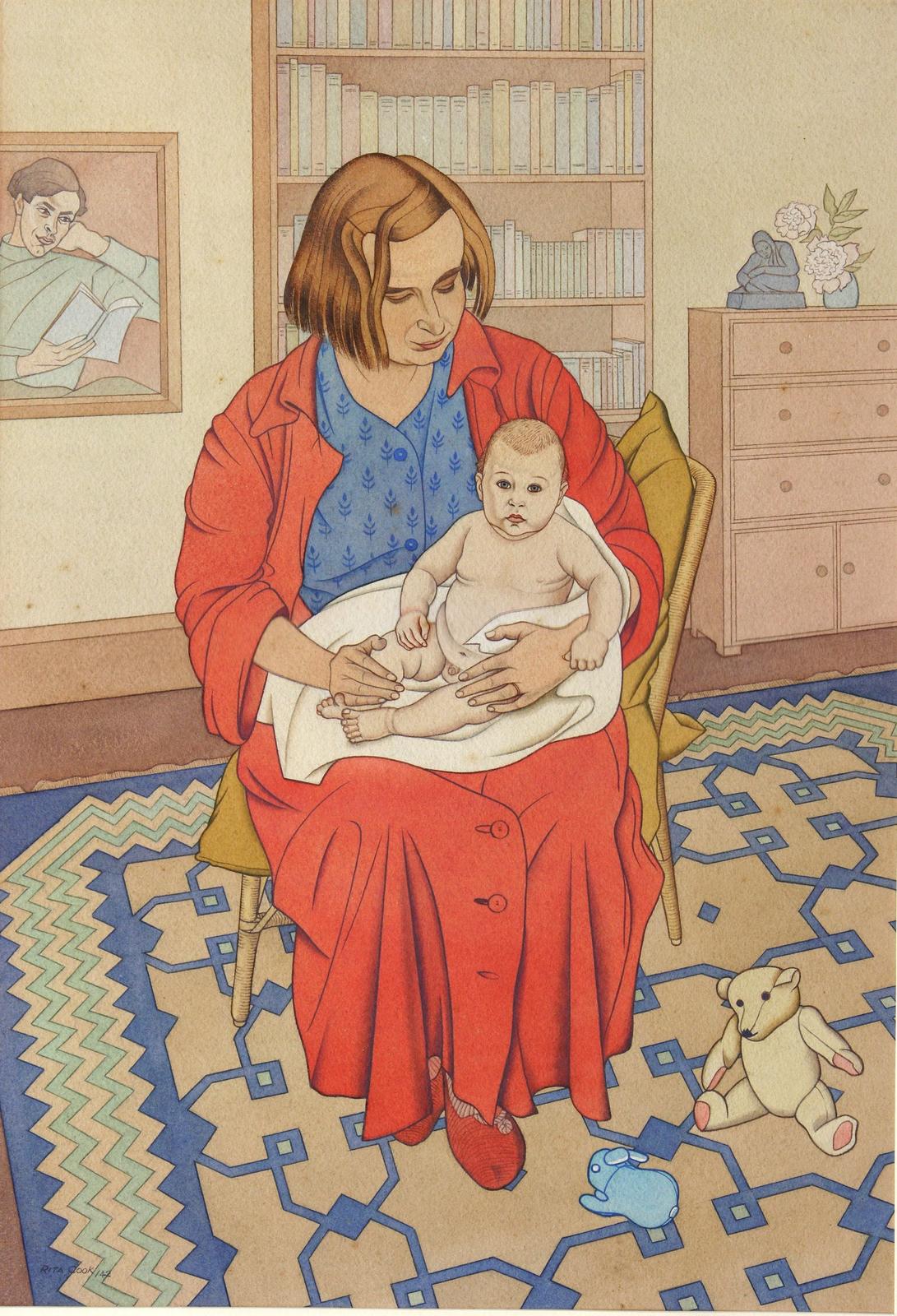 Mother and Child (Jean and Anton Jones with Portrait of Fred Jones behind)