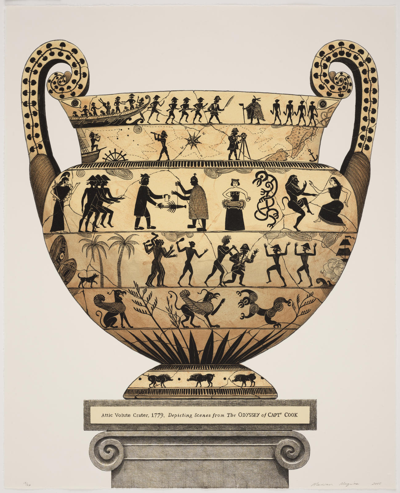 Attic Volute Crater, 1779, Depicting Scenes from the Odyssey of Captain Cook