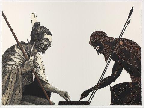 A New Zealander by Parkinson and Ajax by Exekias play draughts