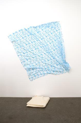 Untitled (static, blue, white flowers)