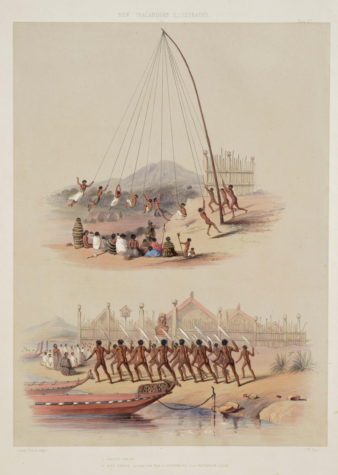 I. Native Swing II. War Dance Before the Pah of Oinemutu near Roturua Lake