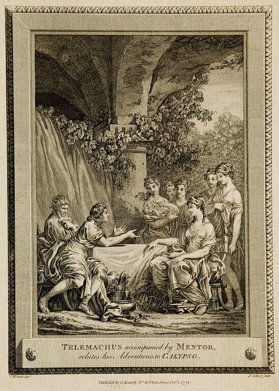 Telemachus accompanied by Mentor, relates his adventures to Calypso