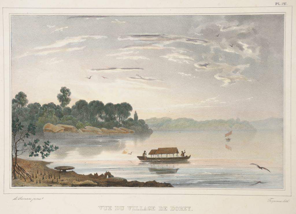 Vue du village du Dorey (Nouvelle Guinée)