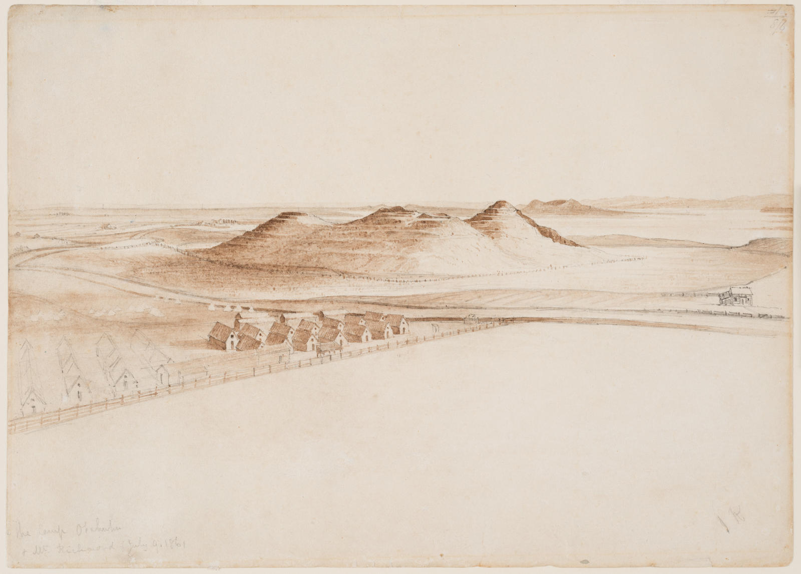 The camp, Otahuhu, and Mount Richmond 9 July 1861