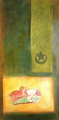 Ornamental Duck with Cart and Mantle