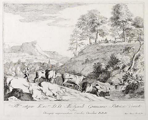 Landscape with herdsmen driving cows to a river (Paesaggio con armenti al guado)