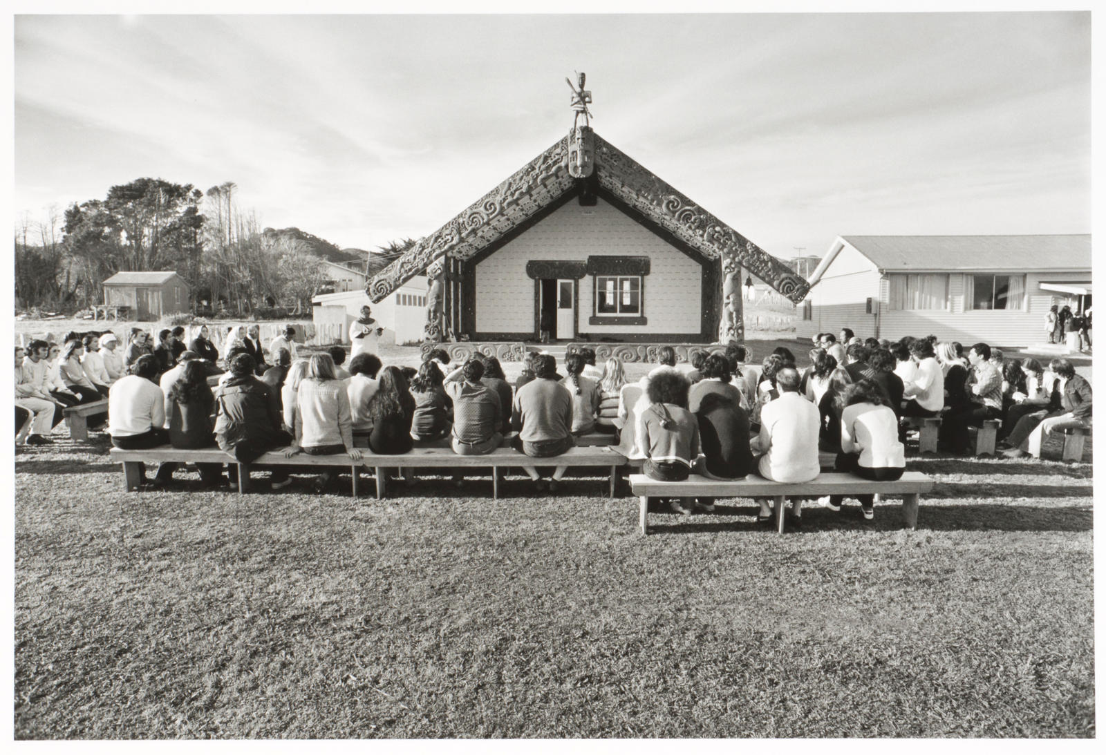 Morning karakia, Te Kaha-nui-a-tiki marae, Te Kaha Sunday 3rd June 1973