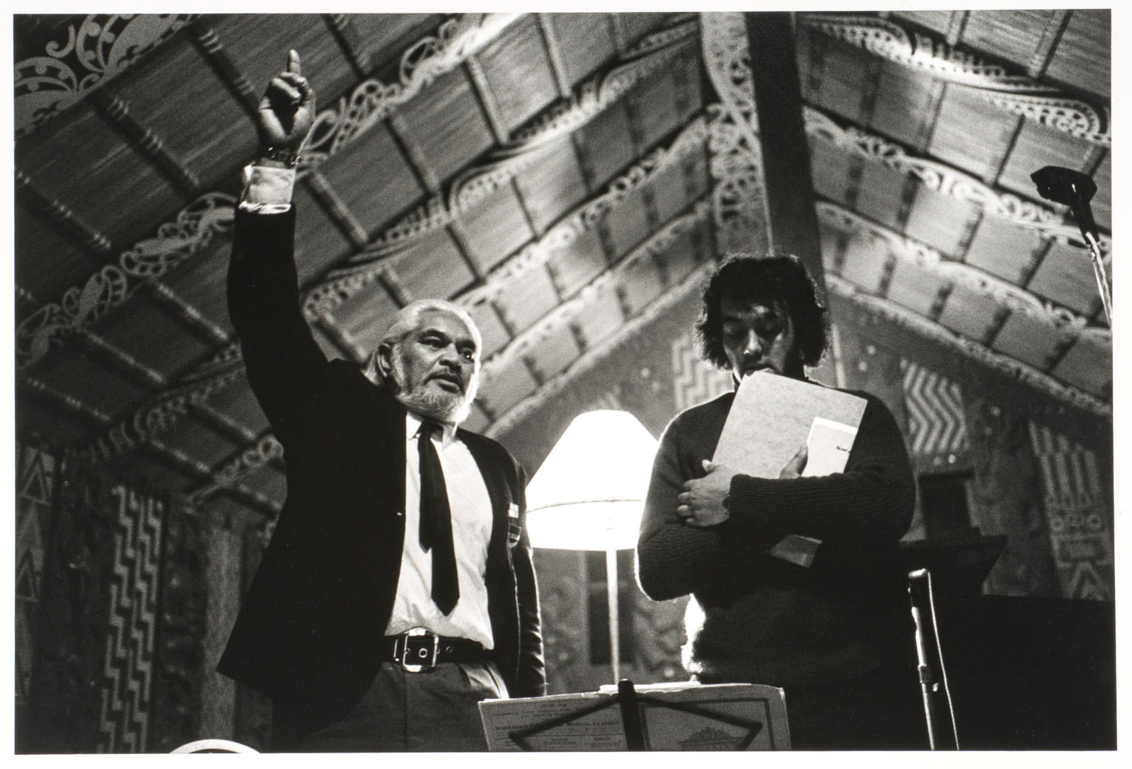 Evening concert, Tukaki wharenui, Te Kaha-nui-a-tiki marae, Te Kaha. Sonny Waru and Syd Jackson. Saturday 2nd June 1973
