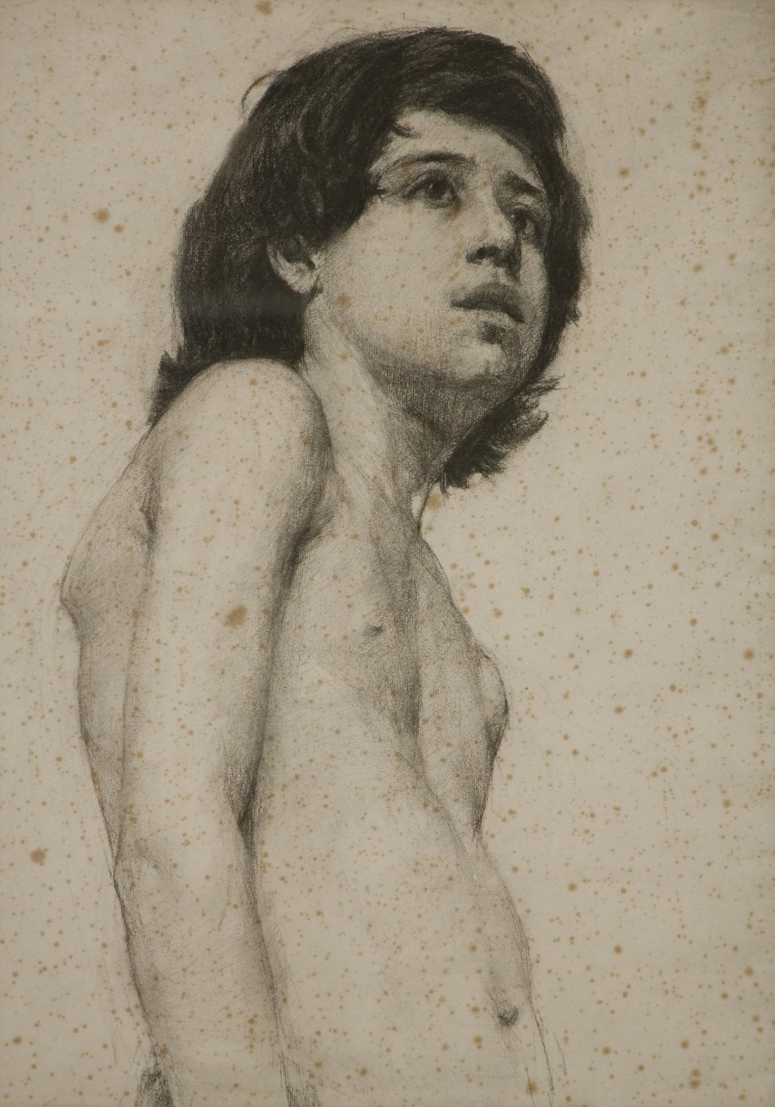 Study of a Young Girl, half length nude