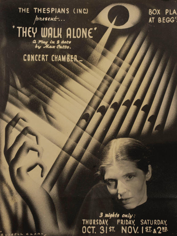 ('They Walk Alone' stage poster with woman in front)