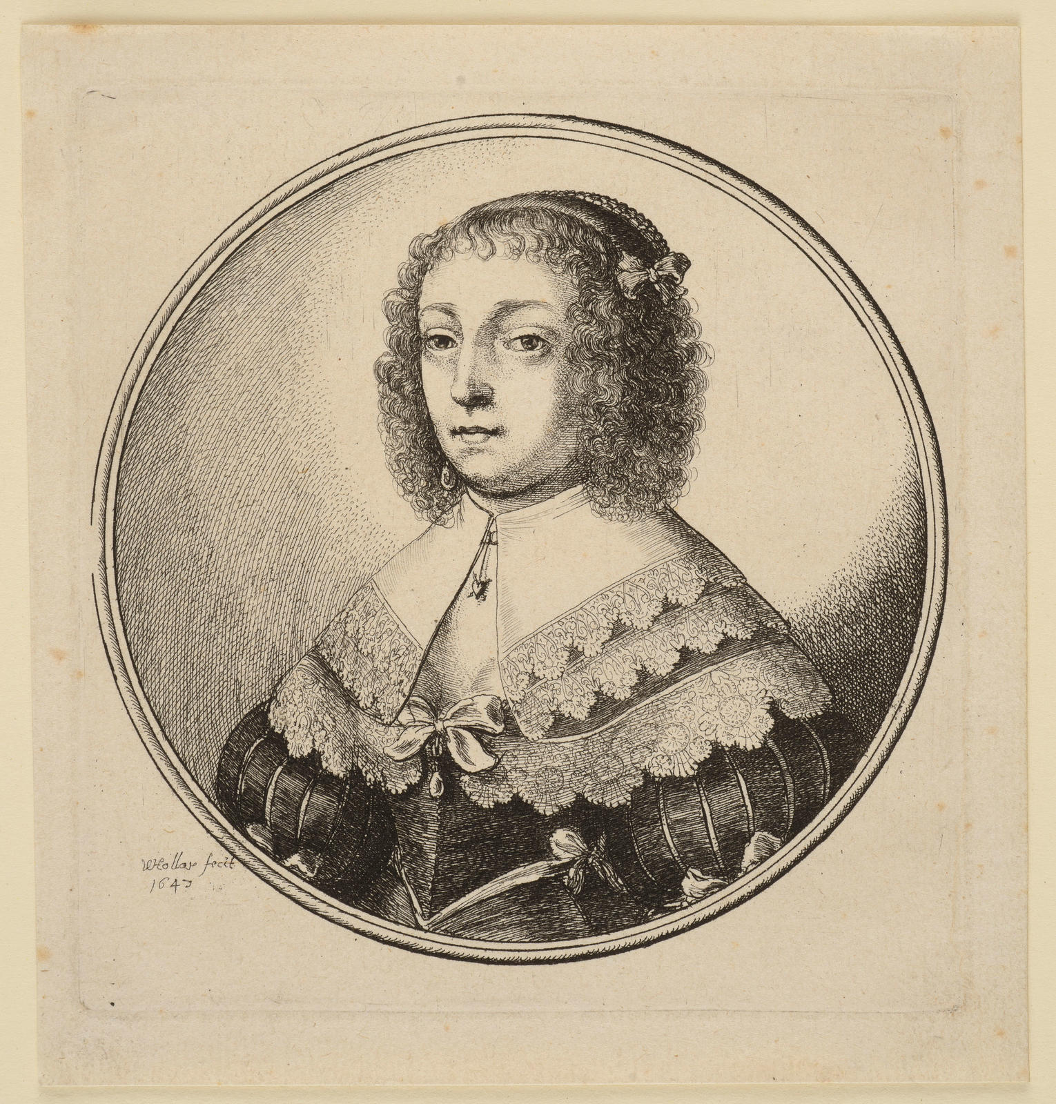 Woman with Curly Hair and Large White Collar, turned slightly to the left
