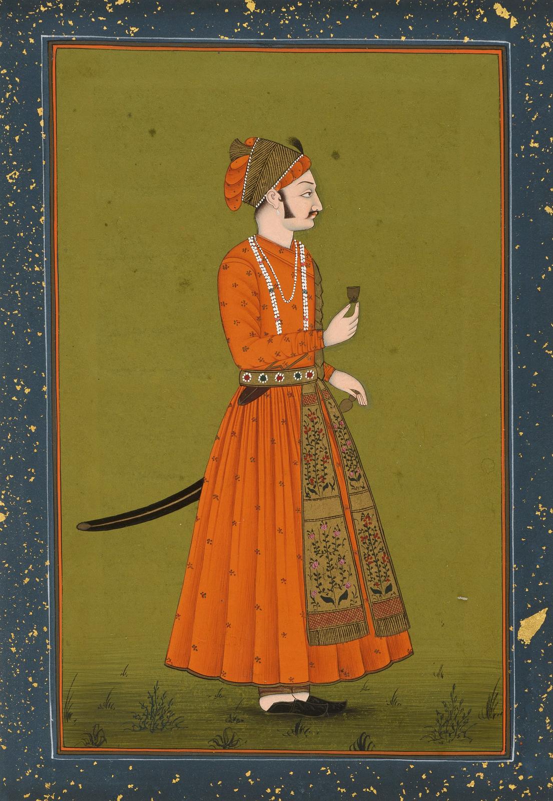 Man with sword on green background