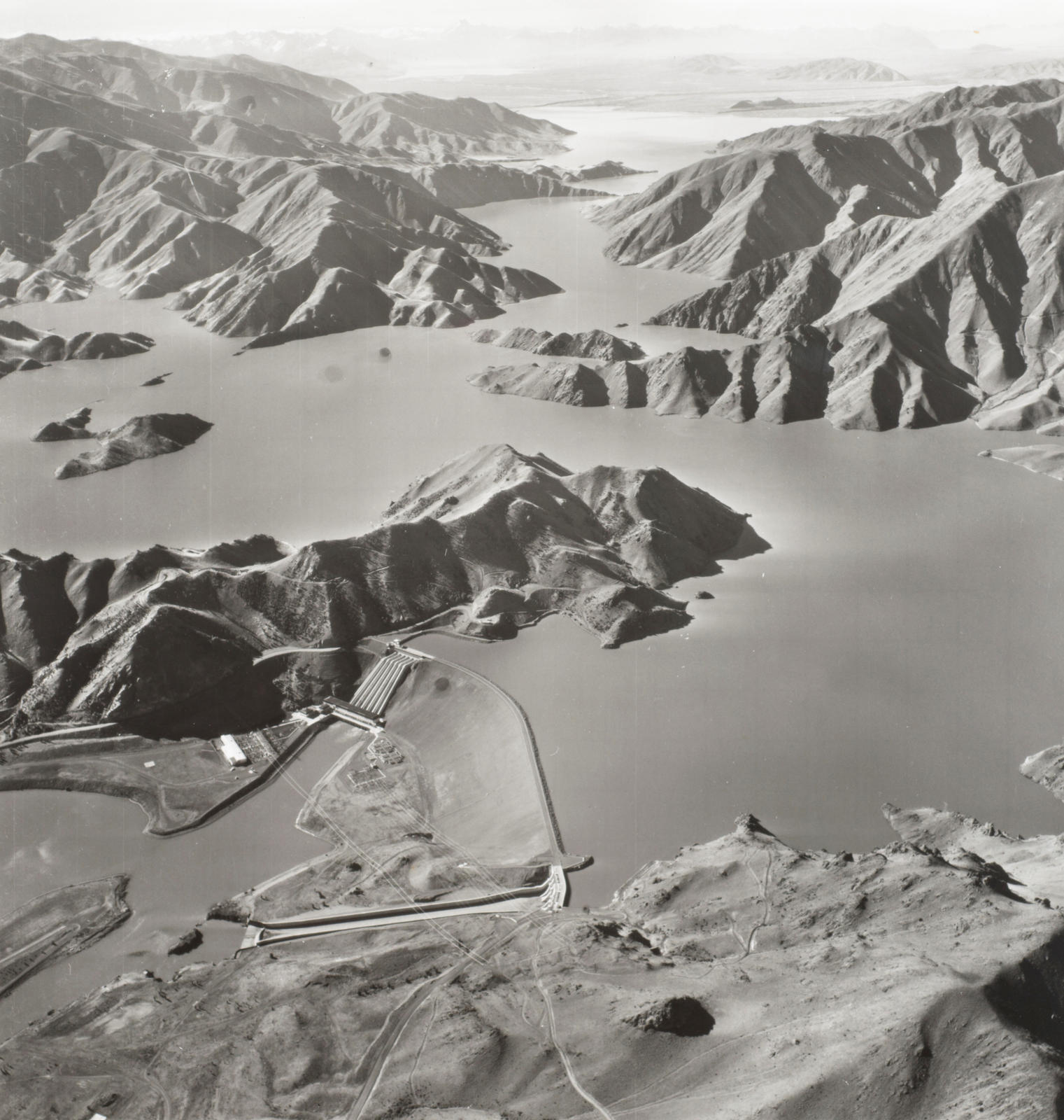 Benmore Dam, Mt. Cook in distance