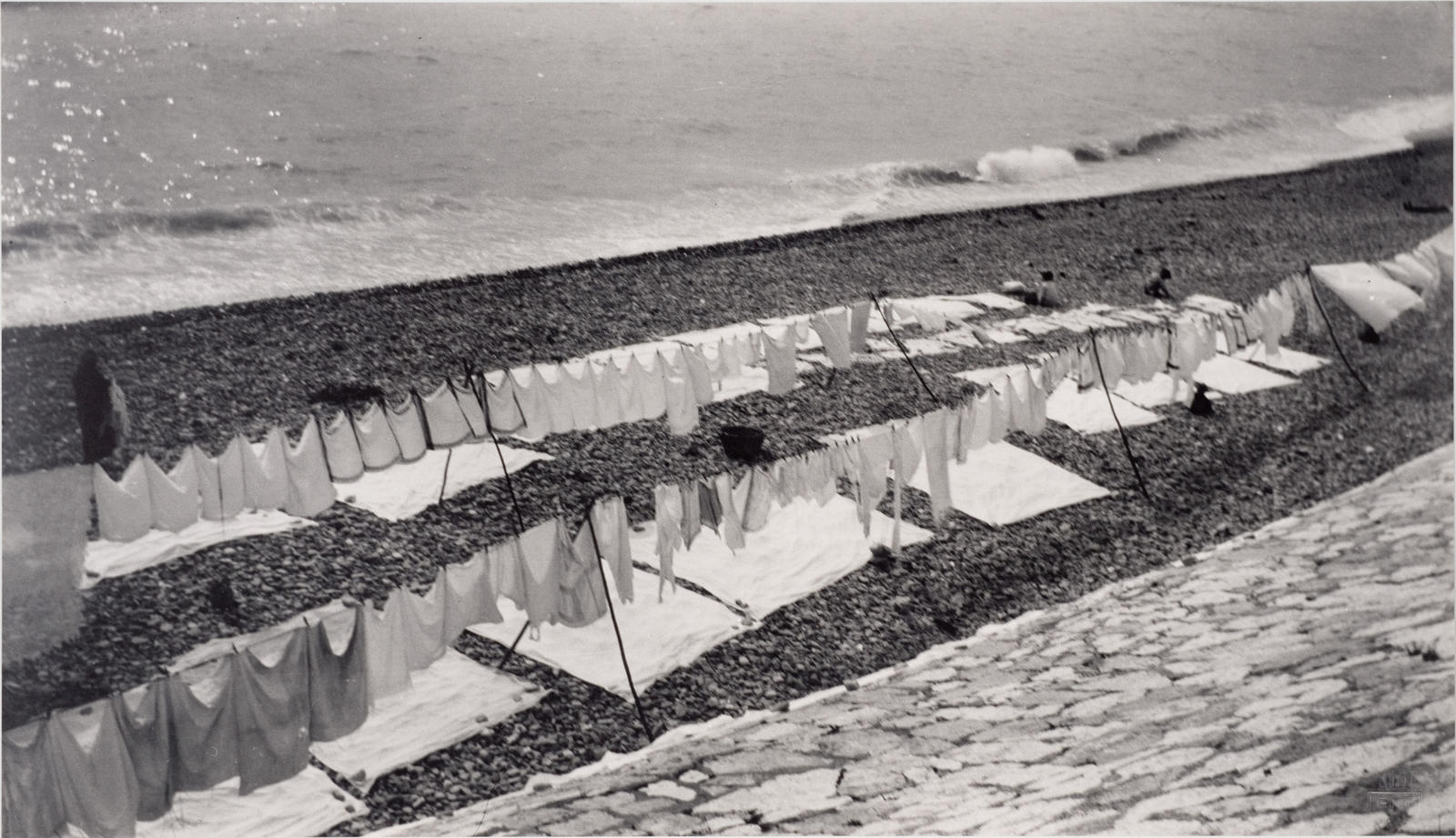 Washing drying on the beach, Nice