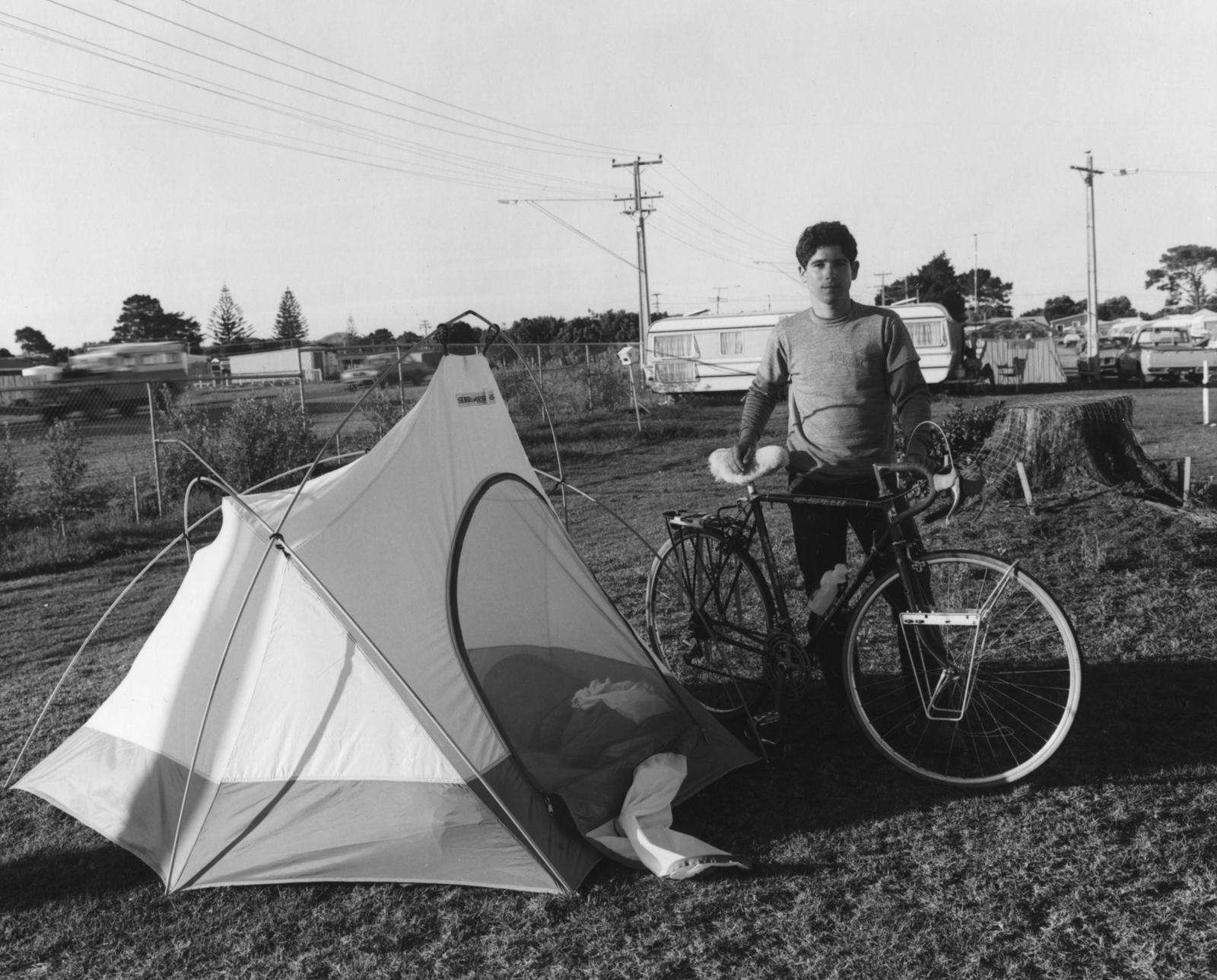The Hibiscus Coast Project, Campers and Lifesavers: Cyclist with hikers tent