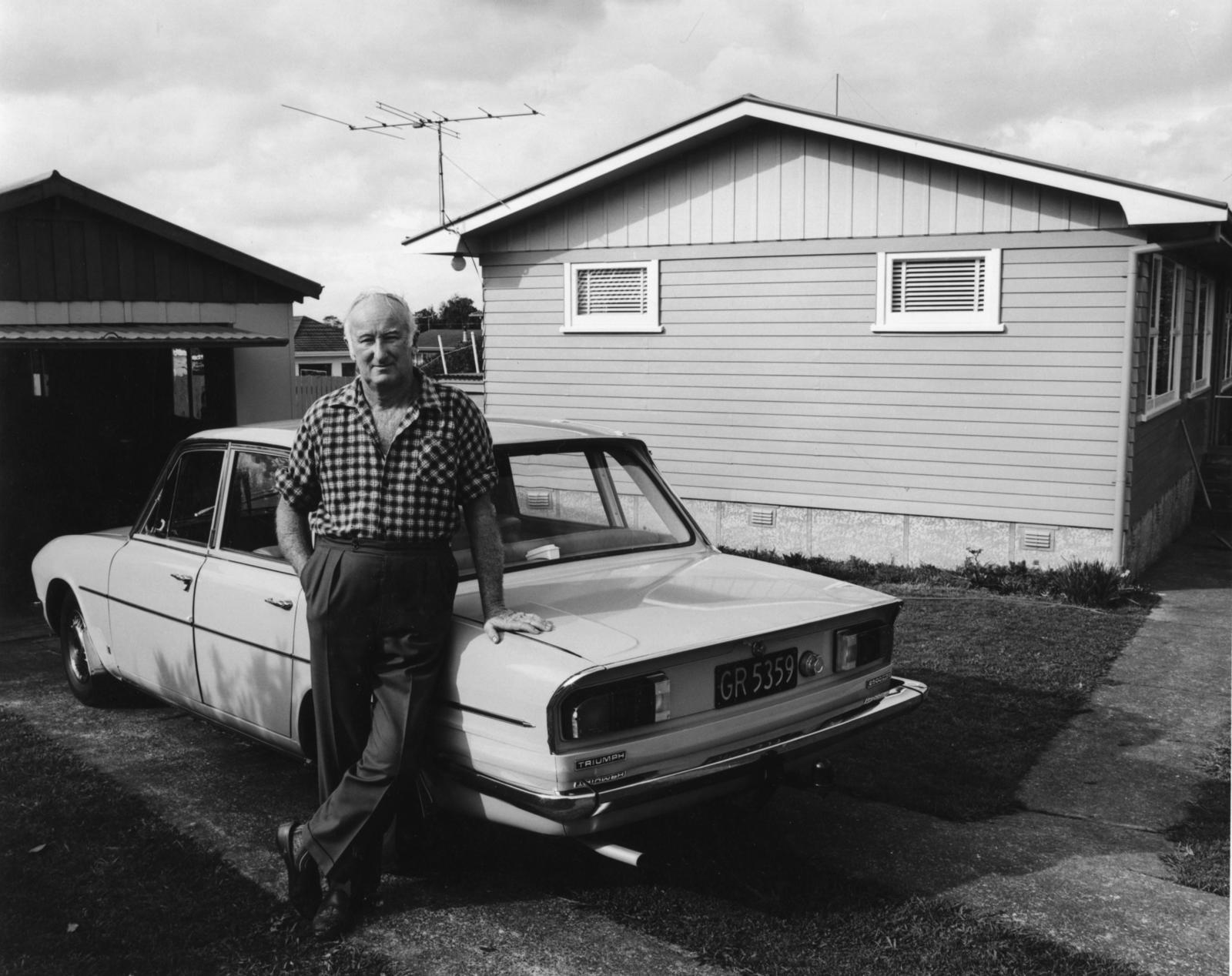 The Hibiscus Coast Project, Residents: Harry Stone with Triumph 2500, Red Beach Road