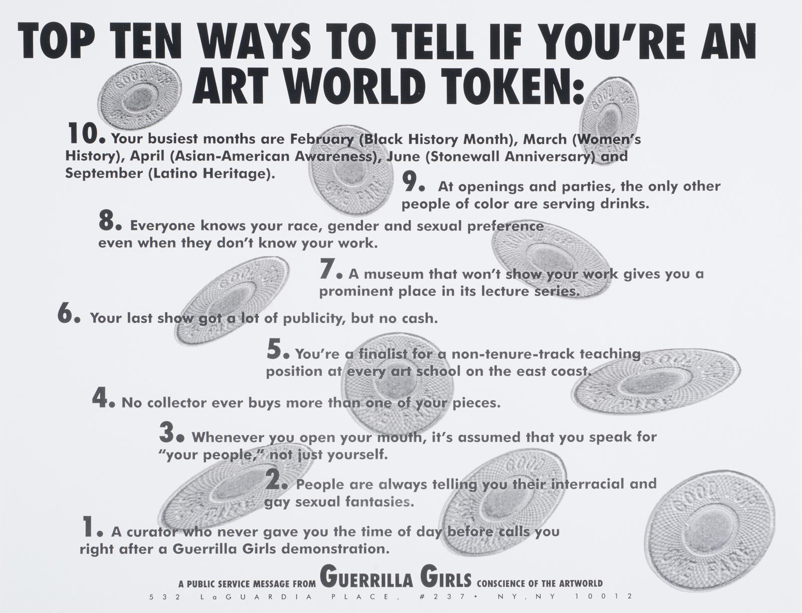 Top Ten Signs That You're an Artworld Token