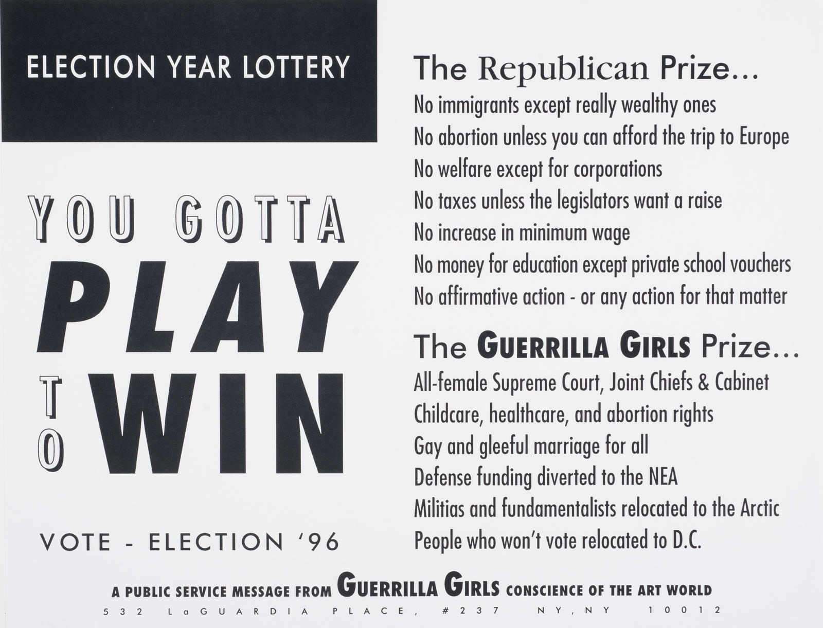 Election Year Lottery. You Gotta Play to Win