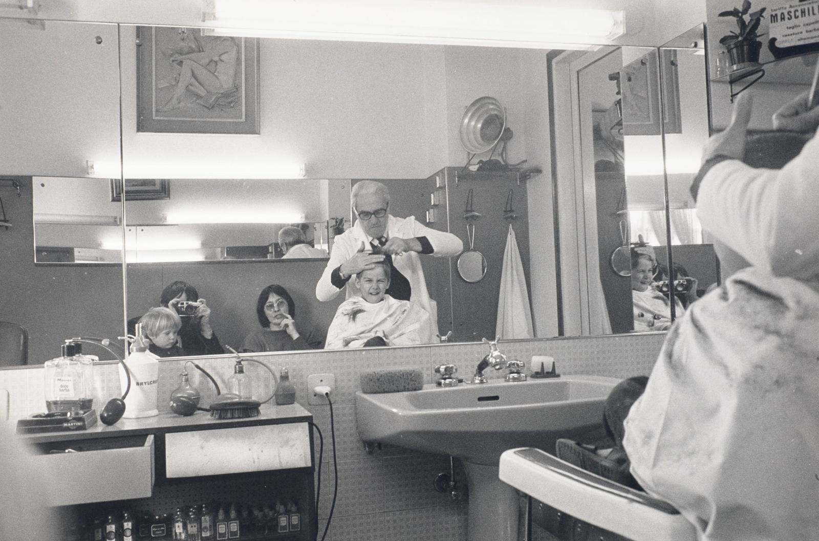 Lucas Oettli, Max Oettli, Simone Oettli, Jean René Oettli and Rene the Barber, Gardone, Riviera
