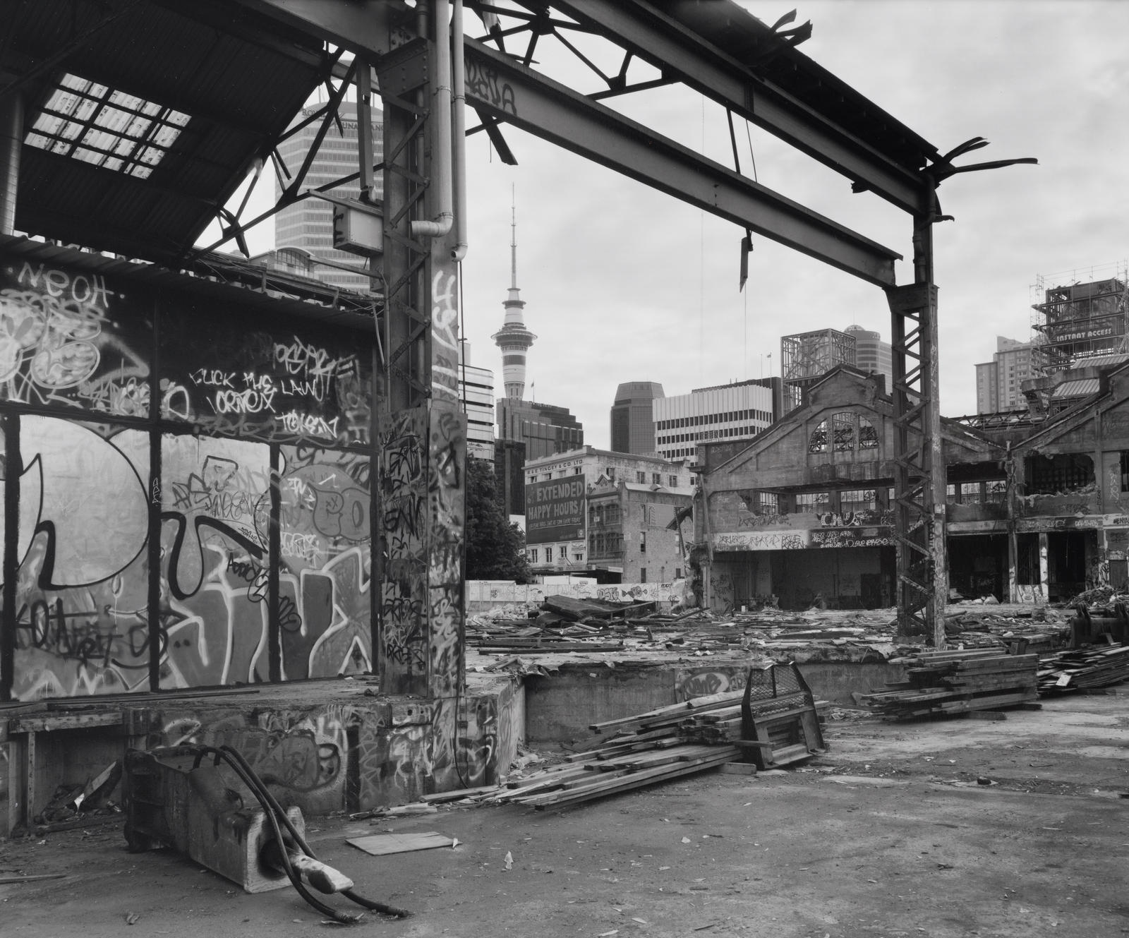 Demolition site - former railway workshop and Oriental Market. Quay Street, Auckland, n.d.