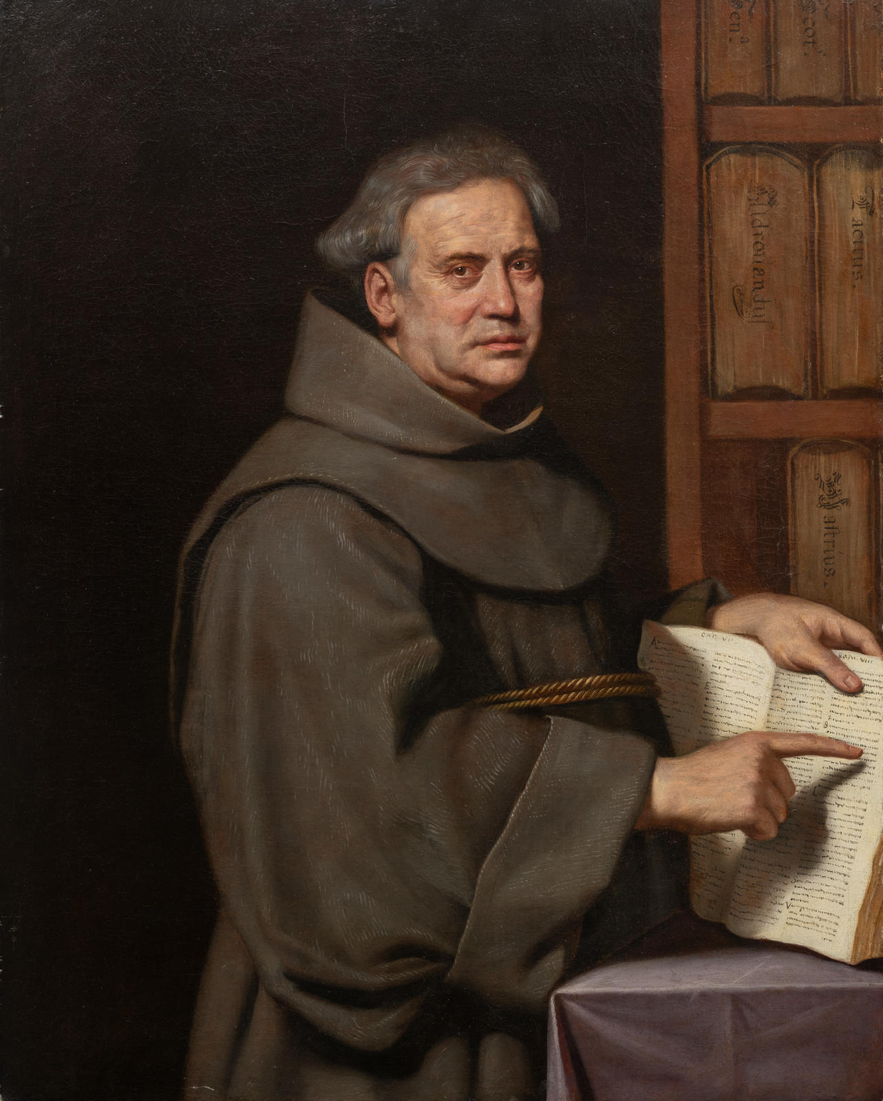 Portrait of a Franciscan (Capuchin Monk or Friar Minor) in a library