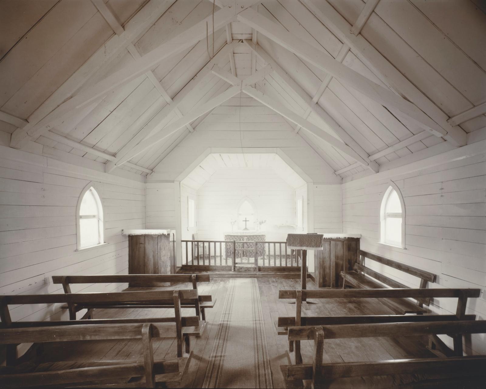 Interior, St. James Anglican Church, Matingarau, near Kaeo, Northland, 20 May 1982