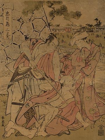 Scene from the Chushingura Act III: Bannai arrests Kampei