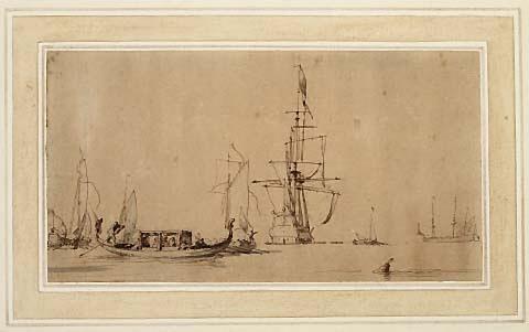 A Harbour Scene with a State Barge