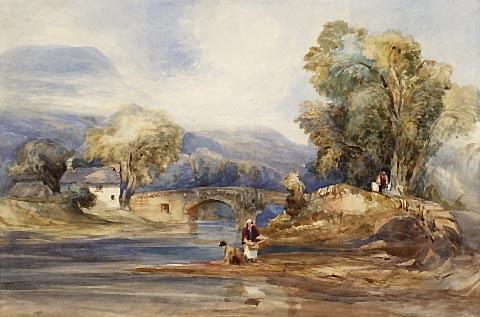 Landscape with Bridge and Women Washing Clothes