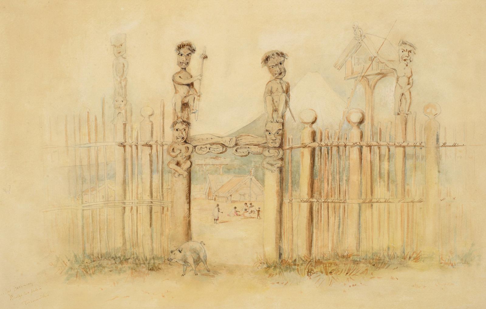 Carved gateway, Rangi Toa Pitea, Taranaki