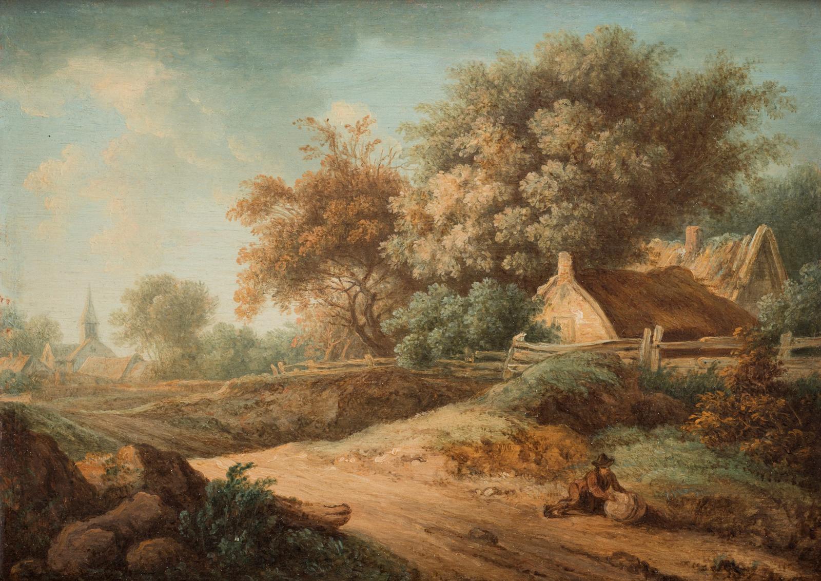 Landscape; Man in Country Lane