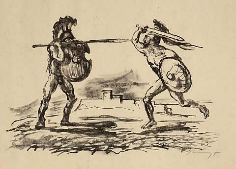 Two Greek Warriors Fighting
