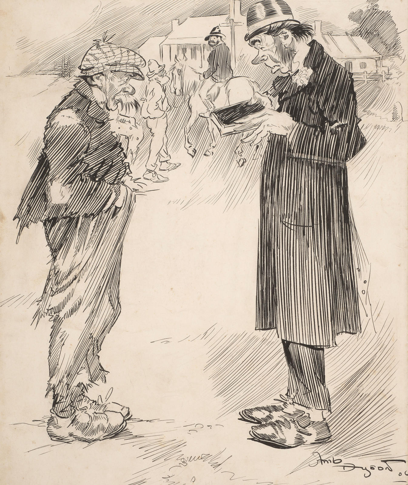 Two Men with a Book - Cartoon
