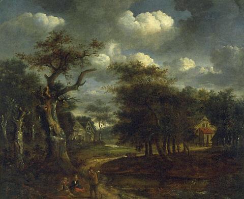 Landscape: trees and houses