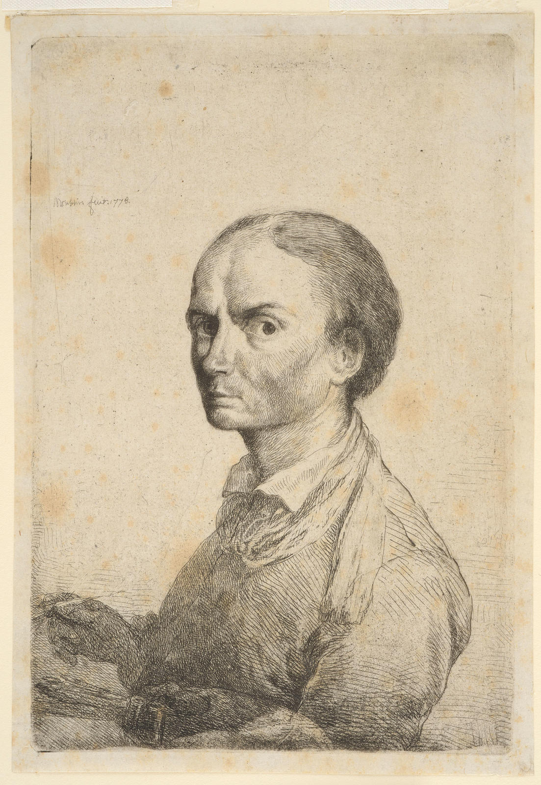 Self Portrait holding brush and palette