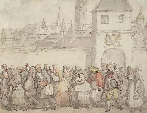 Refugees Outside A City Gate