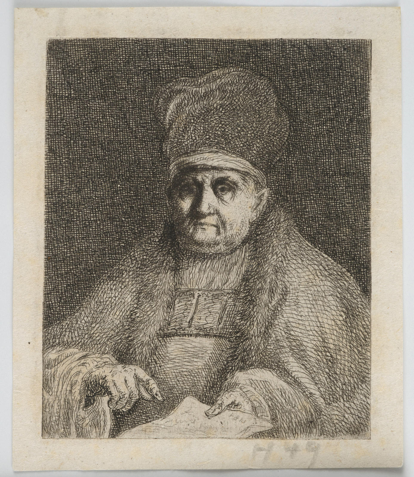 Bust of a Man Holding a Piece of Paper