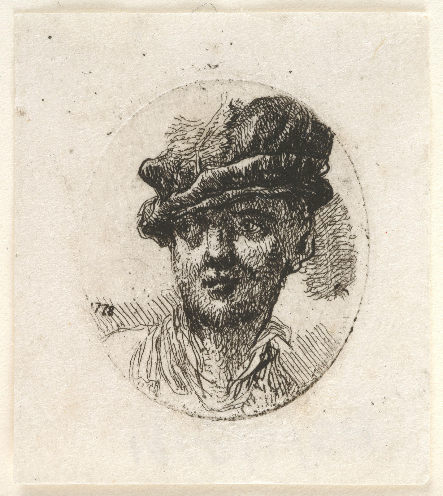 Head of a Man in a Plumed Bonnet