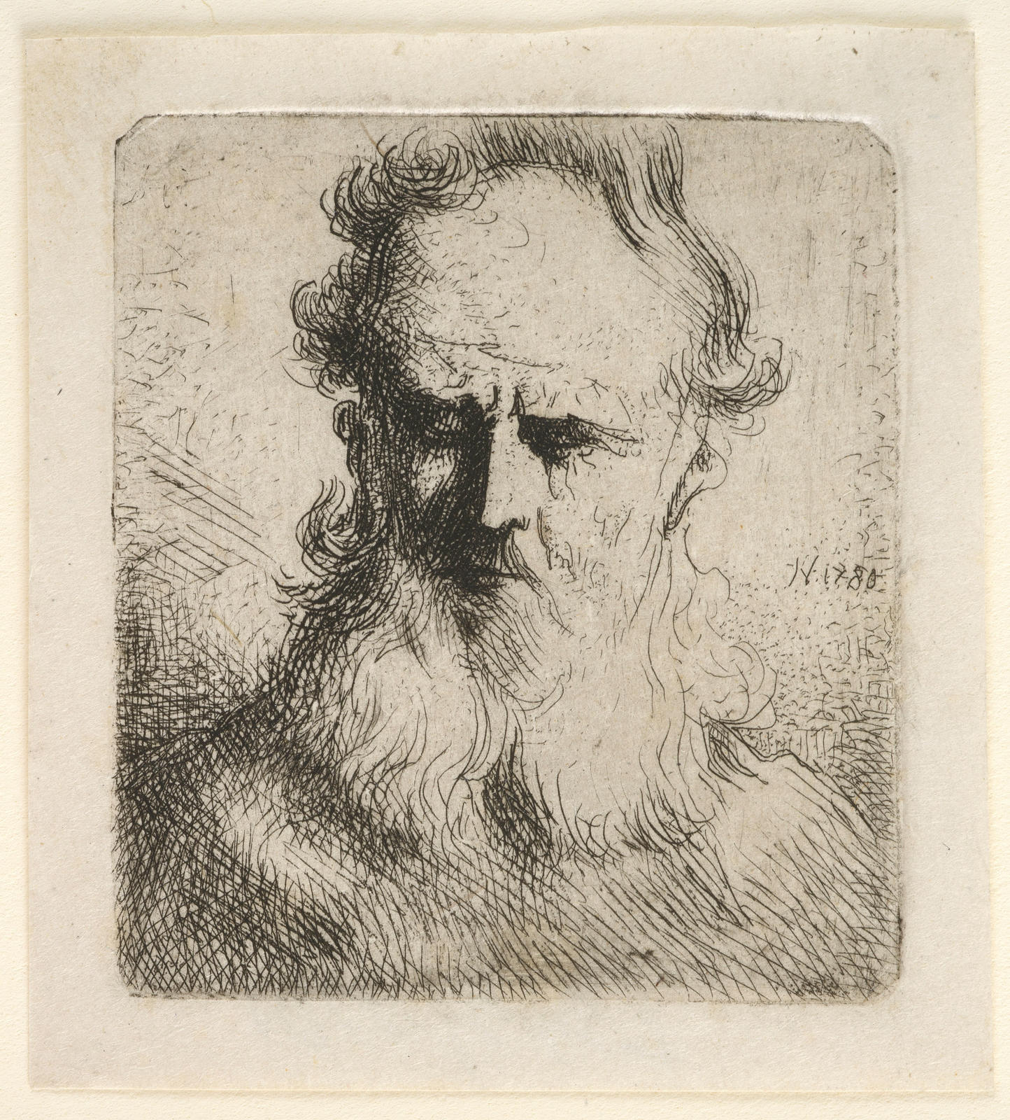 Head of an Old Man, Balding and Bearded