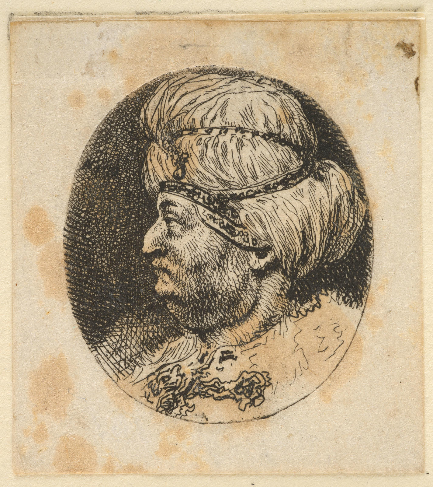 Head of a Man in a Turban Trimmed with Lace