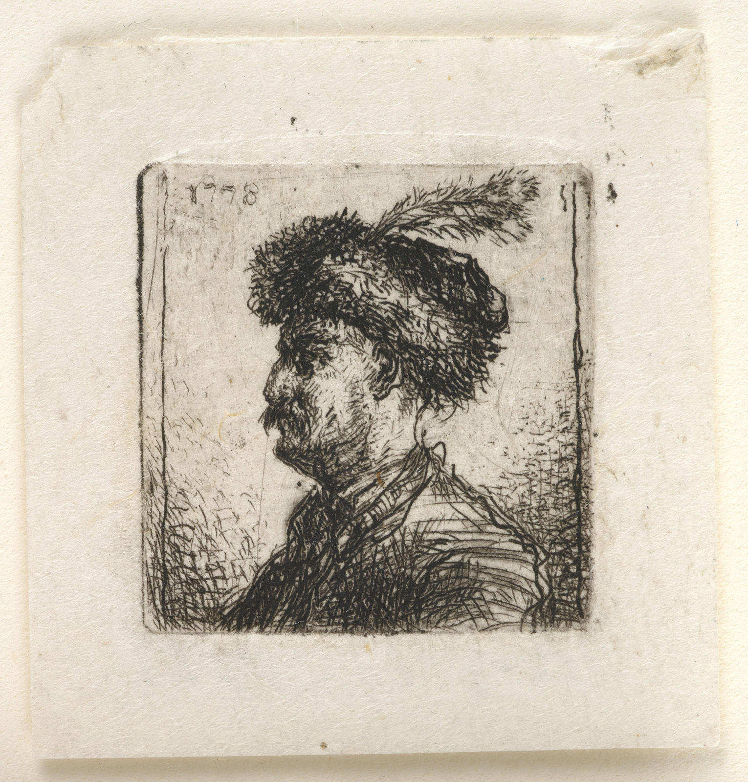 Head of a Man in a Fur Cap with Plume