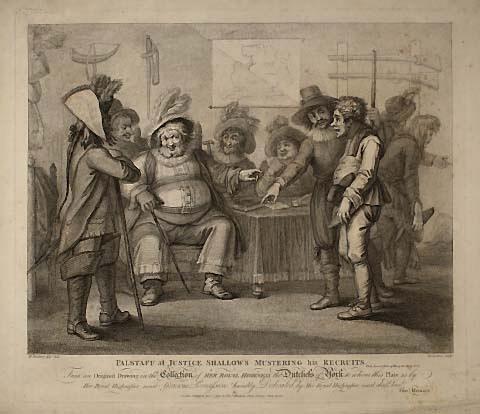 Falstaff at Justice Shallow's Mustering His Recruits