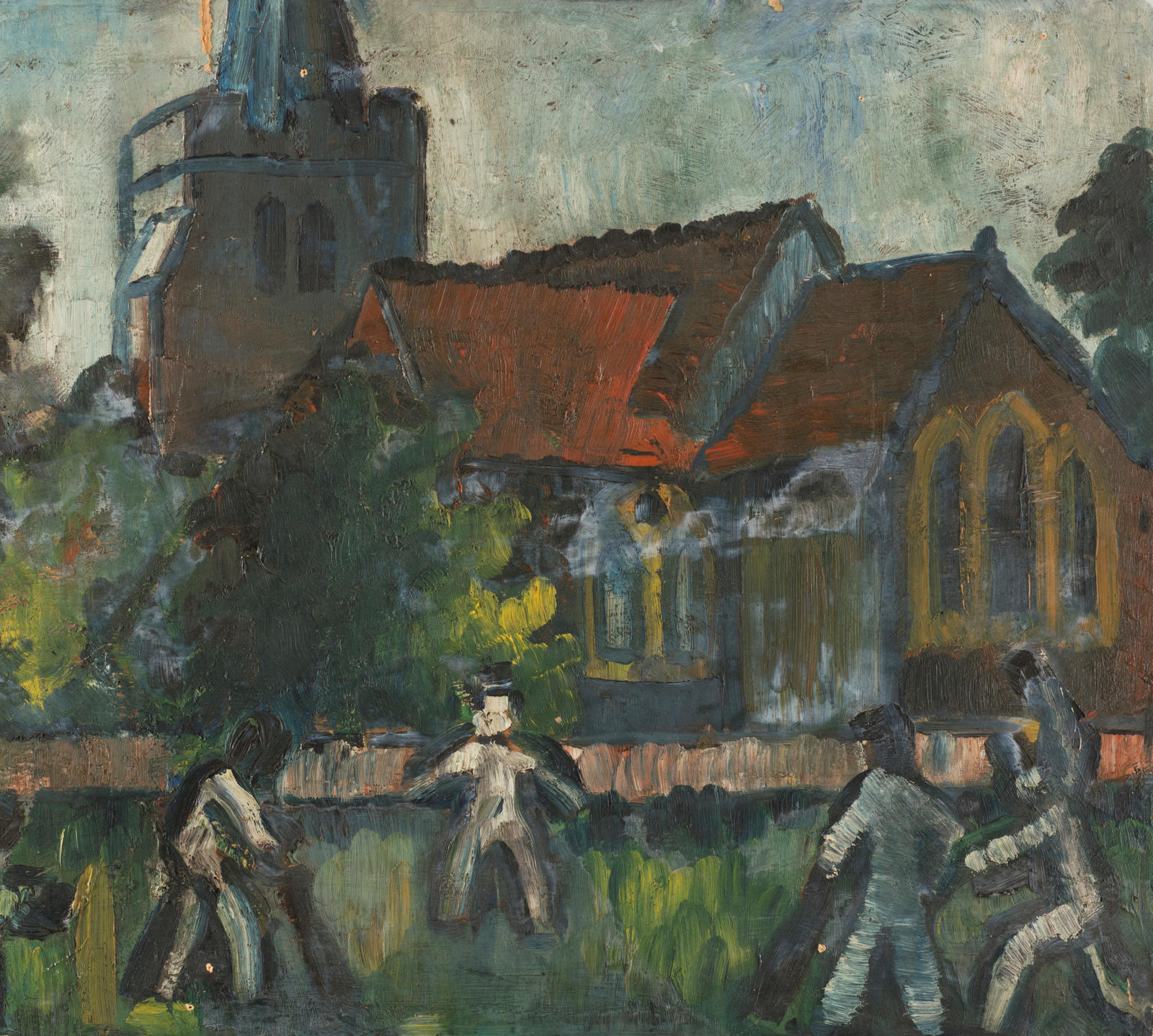 Boys Playing Cricket