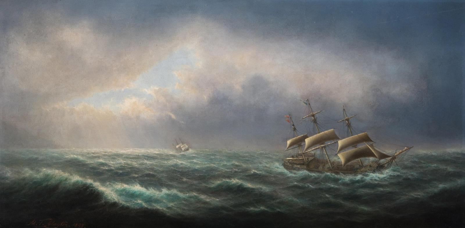 HMS Resolution, Captain Jas Cook, and HMS Adventure, Captain Furneaux, off Cape Palliser, New Zealand, in 1773