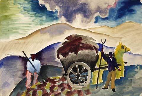 Cart and Yellow Horse