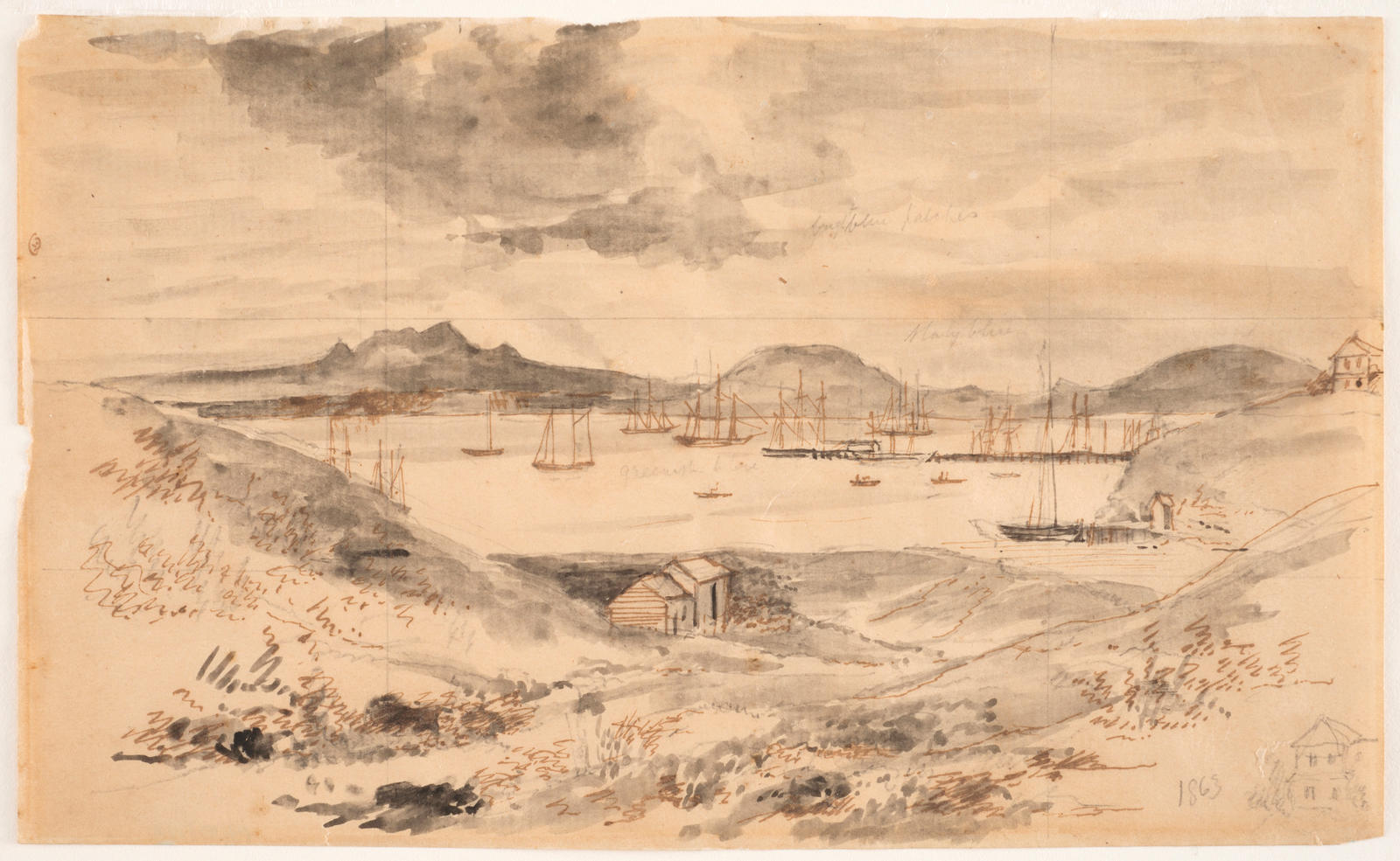 Auckland Harbour with Queen Street Wharf
