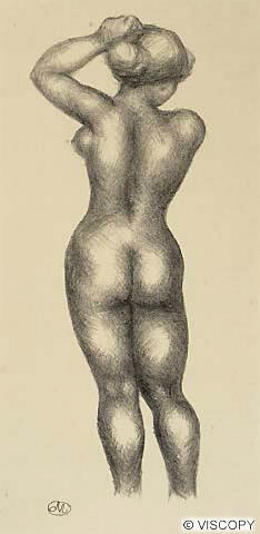 Female Nude Seen From the Back Dressing Her Hair